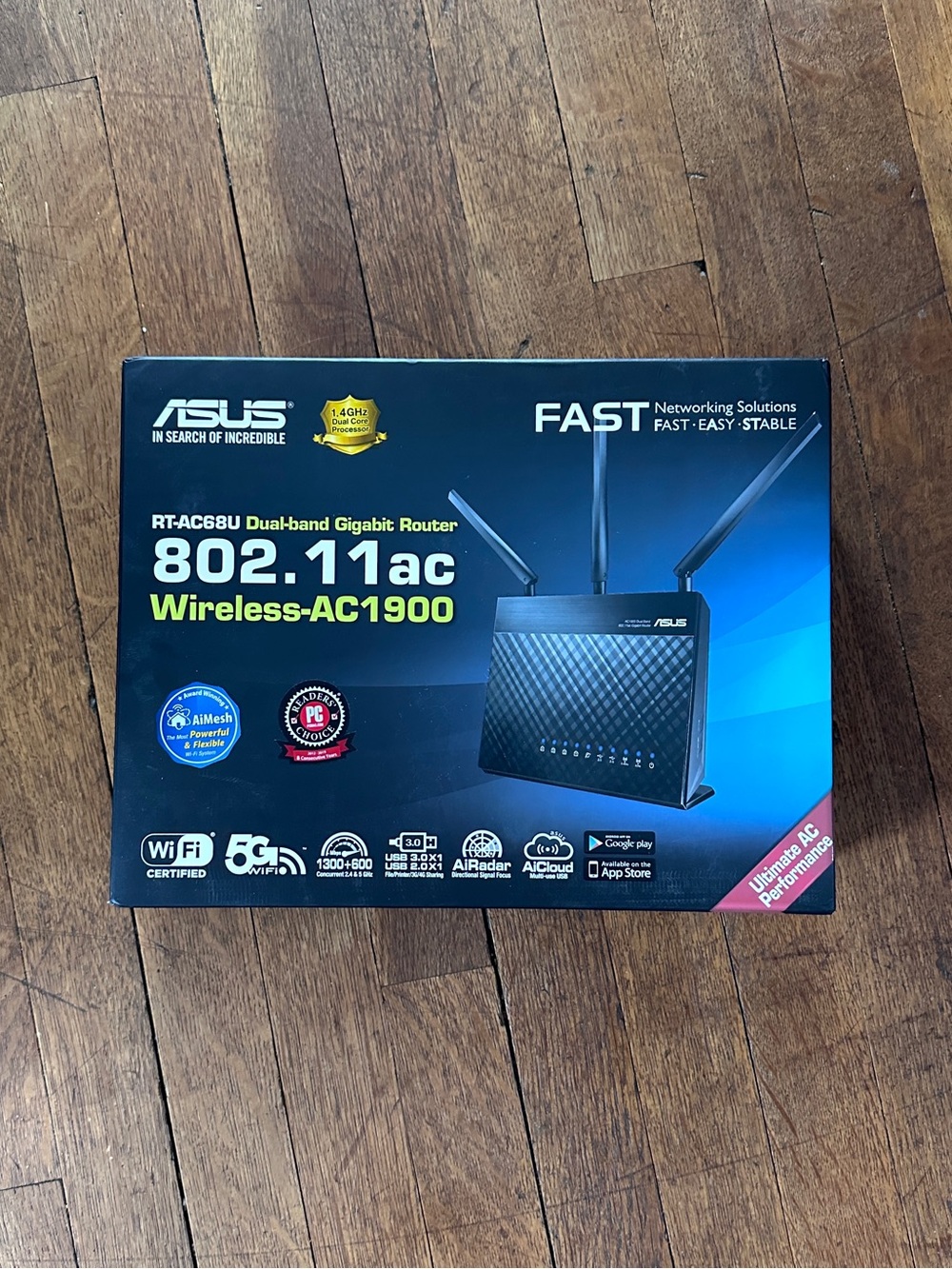ASUS Wireless-AC1900 Dual-Band Router Box - Black & Blue